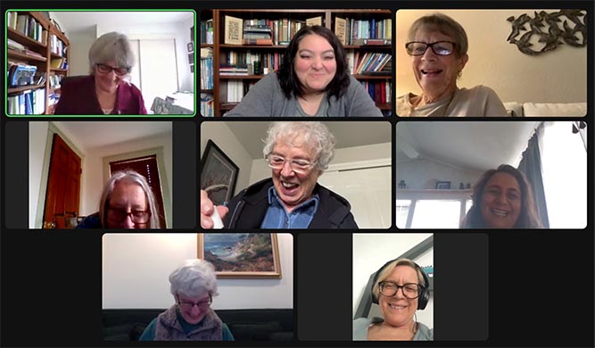 A screen capture of a Zoom meeting showing 8 people in their screen boxes