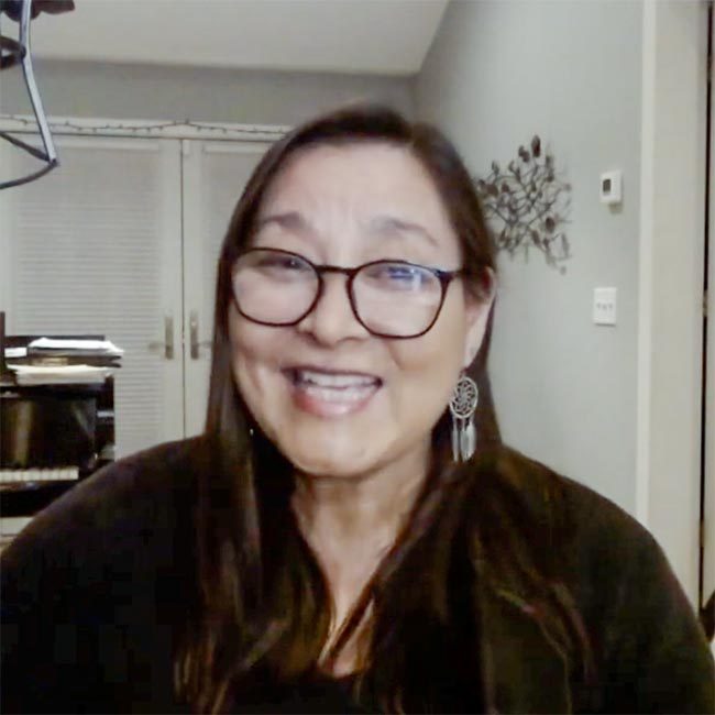 Kim Moberg in her home studio over a video call.