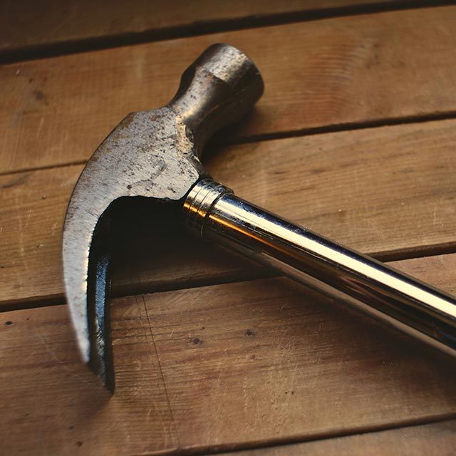A close-up of a hammer head.