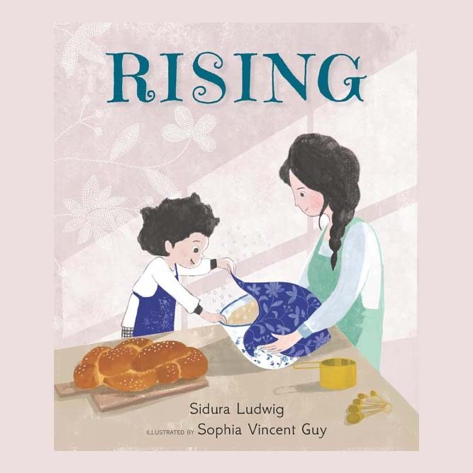 Illustrated children's book cover showing a mother and child baking bread together.