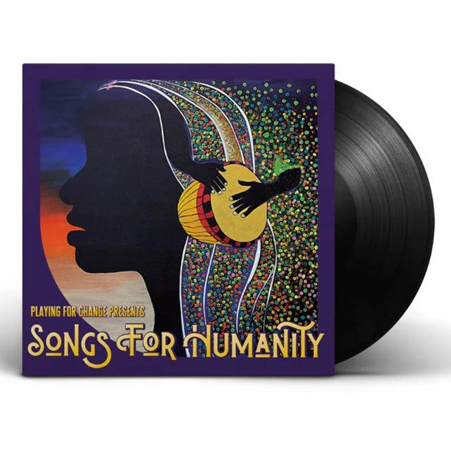 Vinyl record and record sleeve with illustration of a black woman in profile. The album title is Songs for Humanity.
