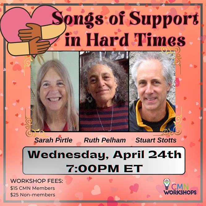 Headshots of Sarah Pirtle, Ruth Pelham, and Stuart Stotts, with text that reads Wednesday April 24th, 7pm EST.