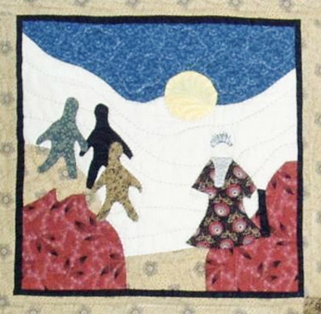 One square, titled Wade in the Water, from the Underground Railroad quilt.