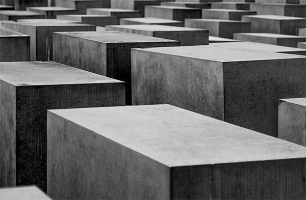 Dozens of concrete, coffin-sized slabs at the Holocaust Memorial, Berlin, Germany