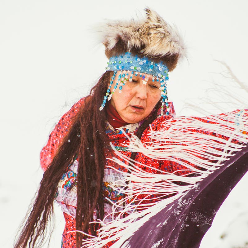 A traditional Native American dancer in Barrow, Alaska