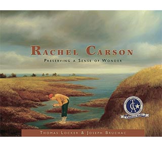 Illustrated children's book cover depicting a woman leaning over photographing the tide inlets